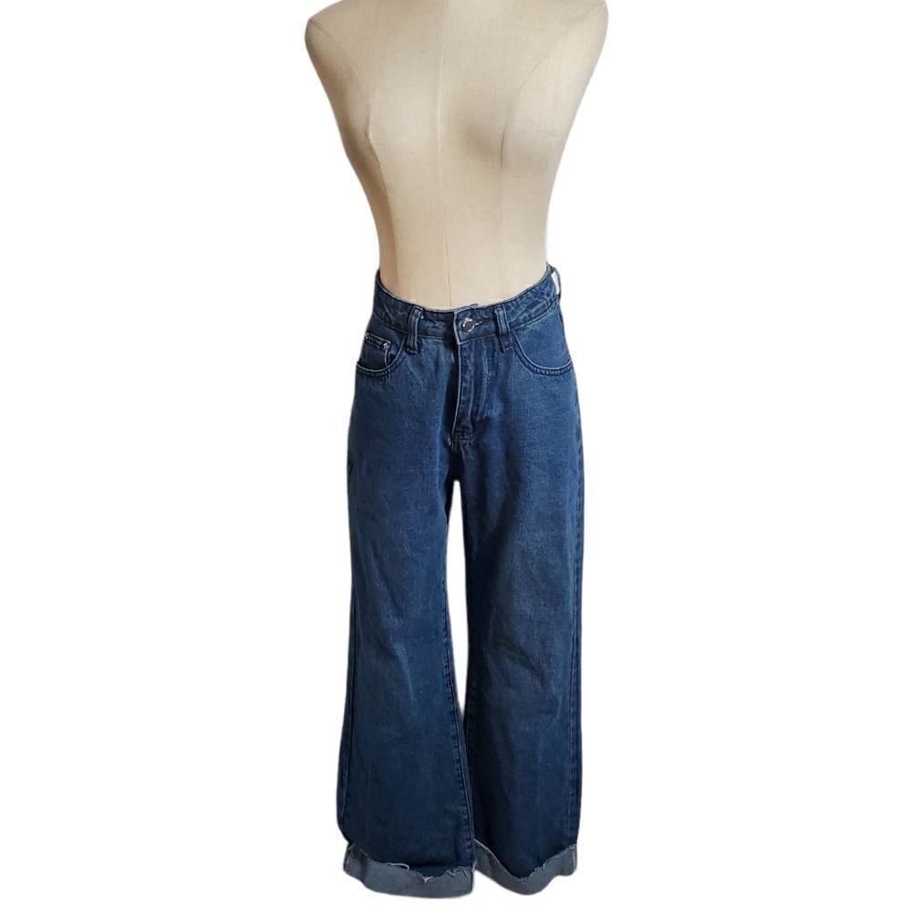 Dazy High Rise Cuffed Wide Leg Jeans